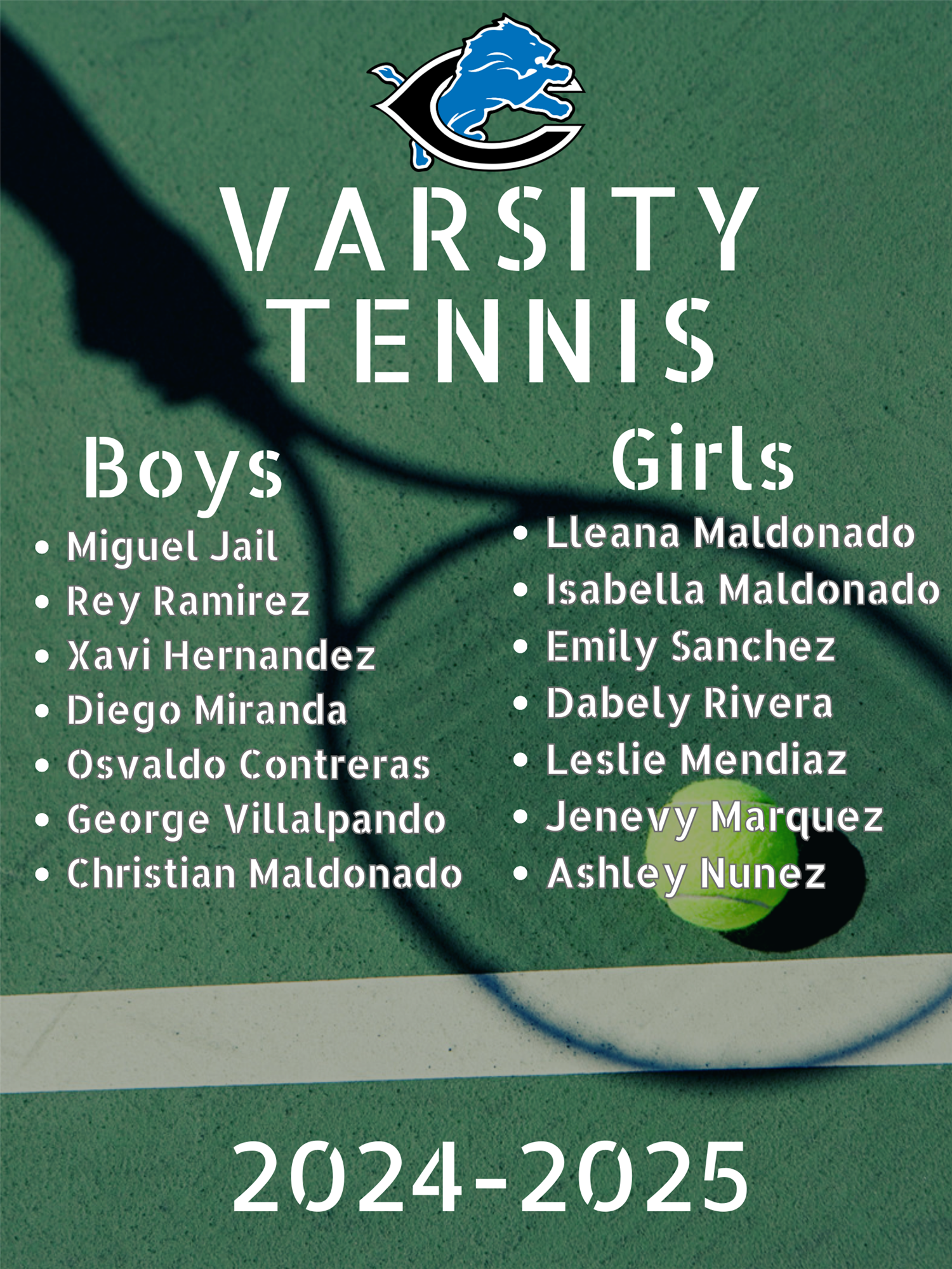 Varsity Tennis Roster
